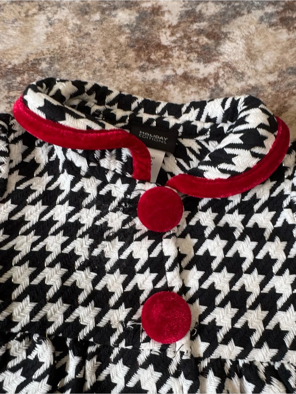 Holiday Editions Special Occasion B&W houndstooth glitter thread girl's coat 18m